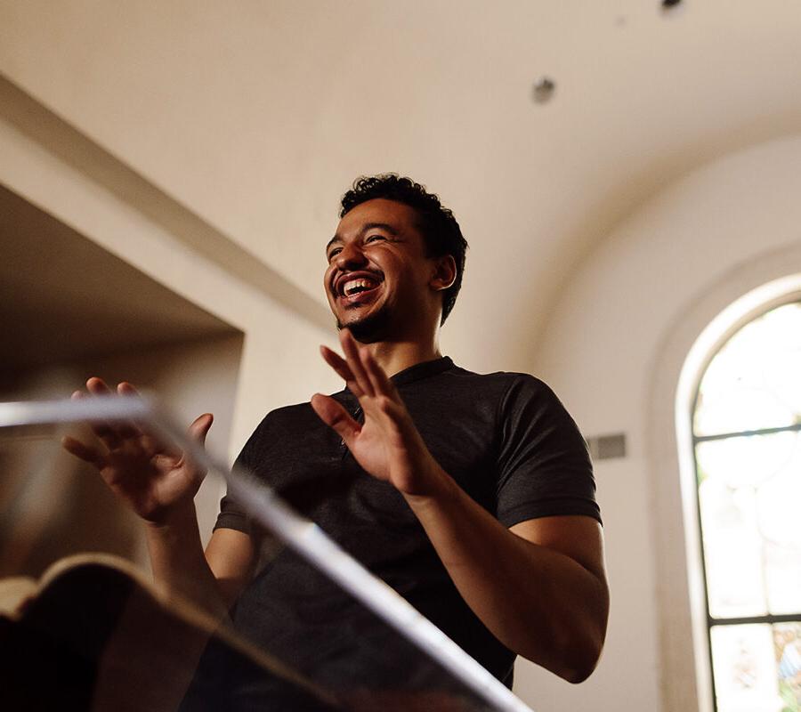 a student from the major in ministry leadership studies preaches in chapel