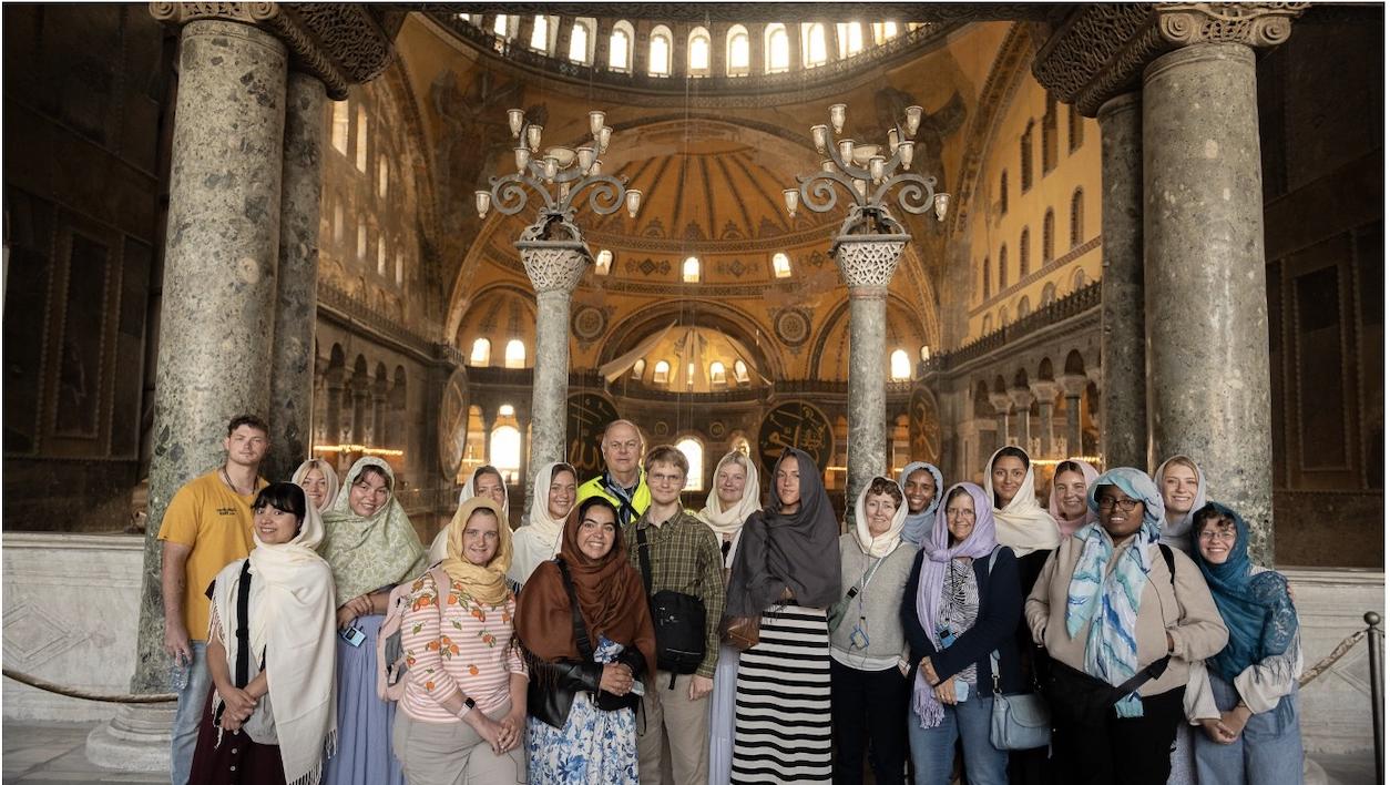 Honors students at the Hagia Sophia Grand Mosque in Istanbul